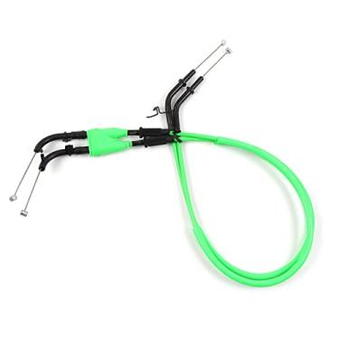 Imagem de zurio Cabo de acelerador para Kawasaki Ninja ZX10R ZX-10R 2011-2015 linha de fio inoxidável e acessórios de substituição de motocicleta de borracha verde