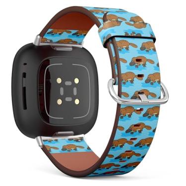 Imagem de Pulseira de relógio inteligente compatível com Samsung Galaxy Watch 6 / Classic, Galaxy Watch 5/PRO, Galaxy Watch 4 Classic, couro (engraçado ornitorrinco animal selvagem australiano)