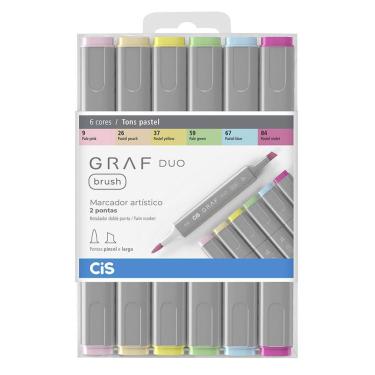 Imagem de Marcador Artístico Brush 6 Cores Pasteis Graf Duo Cis
