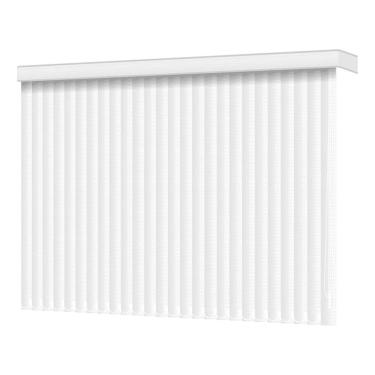 Imagem de Persiana Vertical Branca de Tecido Blackout 1,50m larg x 1,50m alt - coleção Nuance Blackout - com bandô