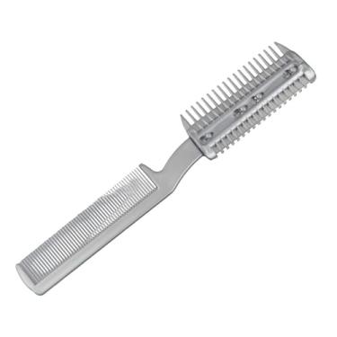 Imagem de Pente de barbeiro de borda dupla, aparador de cabelo de pontas duplas, tesoura de corte de cabelo caseiro, lâmina de ponta dupla, tesoura de corte de cabelo, pente para homens e mulheres