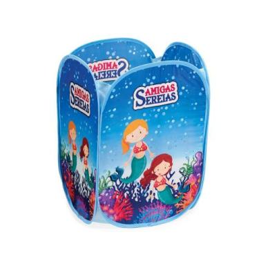 Imagem de Porta Objetos Cesto Organizador De Brinquedos Roupas Sereias - Fabrinc