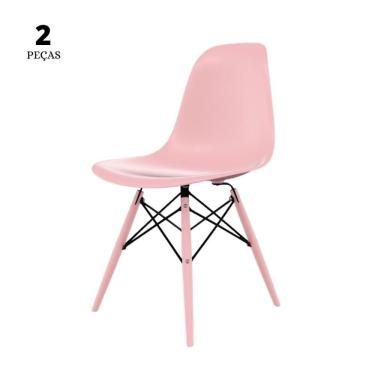 Imagem de Conjunto Com 2 Cadeiras Eames Rosa  Base Em Polipropileno