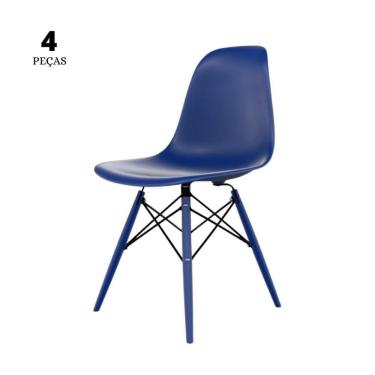Imagem de Conjunto Com 2 Cadeiras Eames Azul Bic  Base Em Polipropileno