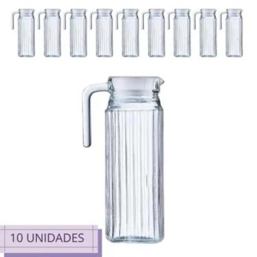 Imagem de Conjunto com 10 Jarras de Vidro Suíça 1L com Tampa Elegância e Pratici