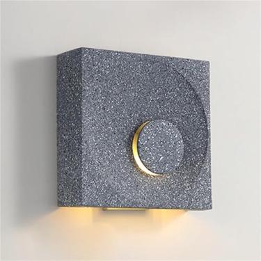 Imagem de Luminárias de parede de cimento para decoração interna, luminárias quadradas E14 para sala de estar, quarto, cabeceira colorida, luz ambiente (cinza areia)