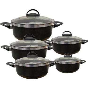 Imagem de JOGO DE PANELA ANTIADERENTE COM TAMPA DE VIDRO TEMPERADO