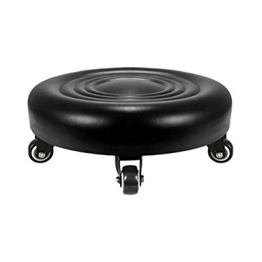 Imagem de Vapaa taide Banqueta de rodinhas com 5 rodas moderna banco baixo para escritório doméstico masculino Wemen Girl Shop Salão cozinha garagem ou sofá apoio para os pés preto
