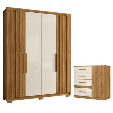 Imagem de Guarda Roupa Solteiro Califórnia e Cômoda Vênus Freijó Off White - Mov