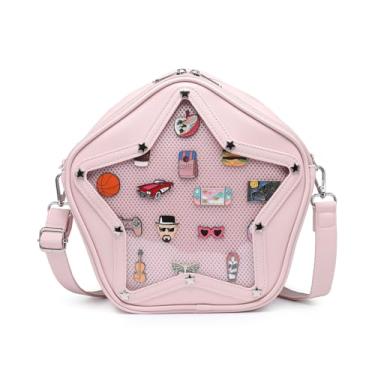Imagem de CHERRY SAUCE Kawaii Star Bolsa Ita de Couro PU Y2k Bolsa de Ombro Estética Linda Expositor de Pinos, rosa