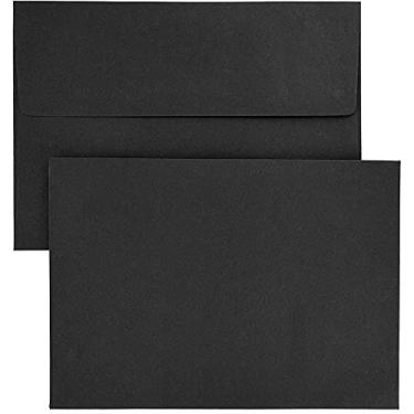 Imagem de Juvale Envelopes quadrados A7 pretos com aba para 5 x 7 cartões (13,3 x 18,4 cm, pacote com 50)