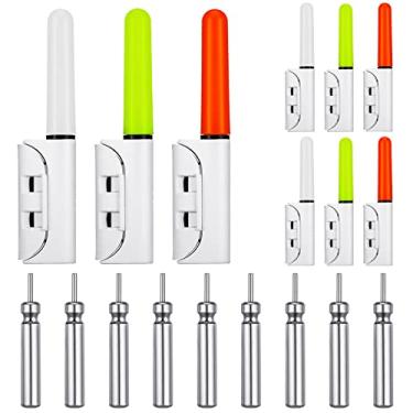 Imagem de Retisee 9 bastões de pesca de 6 cm de LED, vara de pesca noturna, alerta de greve, alarme de mordida, vara de pesca noturna à prova d'água (multicolorido, estilo misto)