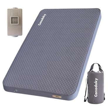 Imagem de Almofada de dormir autoinflável ultra grossa de 10 cm com bomba recarregável 3 em 1, colchão de acampamento de espuma ajustável a ar, almofada de dormir dupla resistente 9,5R para carro, caminhão, van