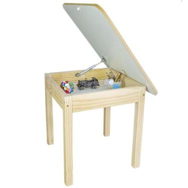Imagem de Mesa Infantil De Madeira 60x60 Branca Mdf Educativa Multiuso Para Cria