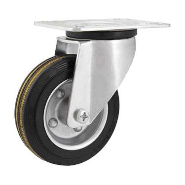 Imagem de Rodízio roda giratório borracha maciça preta 5" 127mm 140kg - VONDER