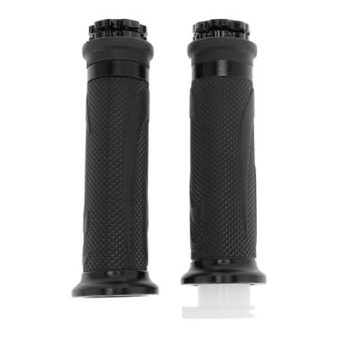 Imagem de TUCKBOLD Kit de capa de guidão de borracha de liga de alumínio antiderrapante para motocicleta, scooter, bicicleta, quadriciclo, preto, 1 conjunto