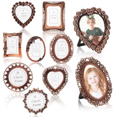Imagem de Harewu 8 porta-retratos vintage de 2,5 cm, mini porta-retratos vintage, para mesa e parede, decoração de arte de galeria de fotos antiquada