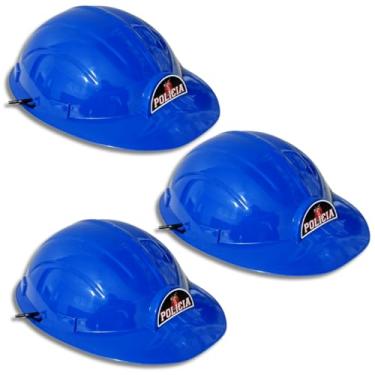 Imagem de Capacete Infantil Brinquedo Profissão Bombeiro Engenheiro Policia (3, policial azul, M)