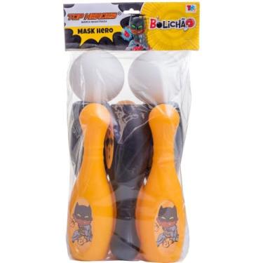 Imagem de Bolichão Mask Hero, Jogo de Boliche Infantil com Pinos Personalizados, Brinquedo Educativo para Coordenação Motora