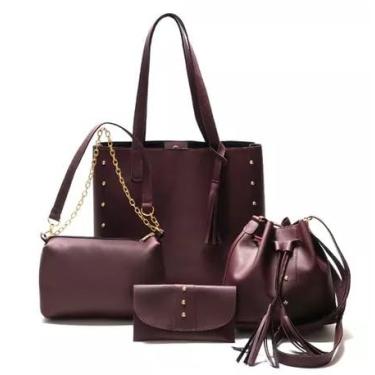 Imagem de KIT 4 Bolsa Feminina Transversal Tiracolo Marsala