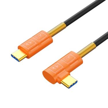 Imagem de Duttek Cabo USB C de silicone de 90 graus para Thunderbolt 4/3, cabo Type C curto para Type C suporta 240W PD, transferência de dados de 40 Gbps, 8K/6K @60Hz para iPhone15Pro, MacBook, laptop 2FT
