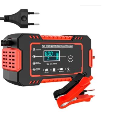 Imagem de Carregador de Bateria 12v Inteligente com Display informativo Para Carro, Moto, Caminhao – Bivolt com Proteção Contra Super Aquecimento, Sobrecarga Curto Cirquito - Linha Premium