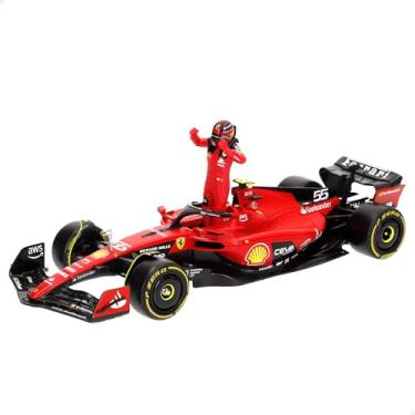 Imagem de Ferrari SF-23 Carlos Sainz Nr 55 Temporada 2023 Fórmula 1 F1 - escala 1/24 modelo de carro de 23 cm com DieCast Driver Figure Bburago 18-26809-55