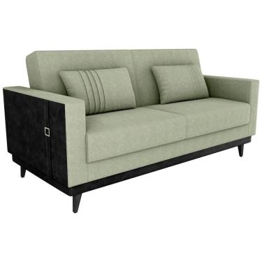 Imagem de Sofa Cama 2 Lugares 203 Cm Boucle Corino Preto Milani Store Oliva