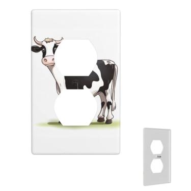 Imagem de Placas de parede frente e verso para interruptores de luz, decoradores, placa de parede de vaca leiteira, para tomadas elétricas