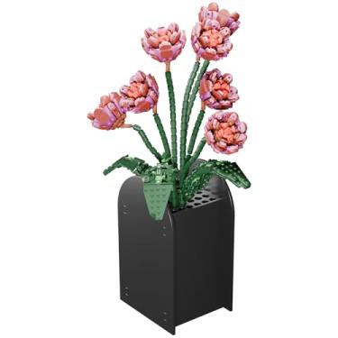 Imagem de NiToy Vaso de quebra-cabeça de madeira para flores Lego, suporte de exibição decorativo para casa ou escritório para buquê de Lego, acabamento suave e fácil montagem com cola incluída, comporta até 35