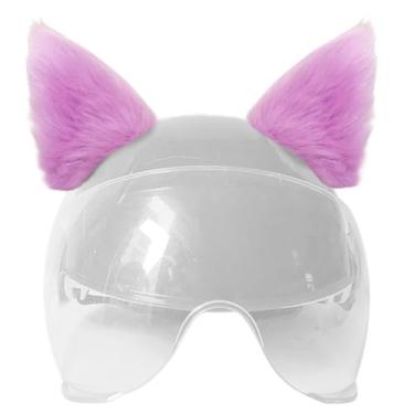 Imagem de KORKUS 2 Peças De Pelúcia Orelhas Gato Acessórios Para Capacete - Chifres Bicicleta Motocicleta Decoração Roxo Claro