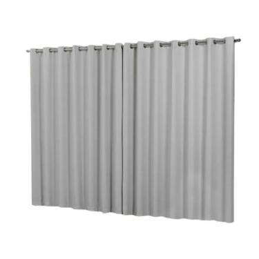 Imagem de Cortina Luxo Blackout Lisboa 4 m Novo Branco Gelo Com Ilhós Cromado Sala Quarto Escritório