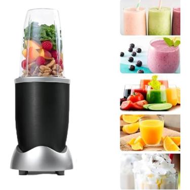 Imagem de Mini Liquidificador Triturador Portátil 220v ou 110v Preto 900W Potente Pequeno Elétrico - Com 4 Copos - 2 Tampas Lisas - 1Tampa de Flip -Copos Livres de BPA - Pés Antiderrapantes