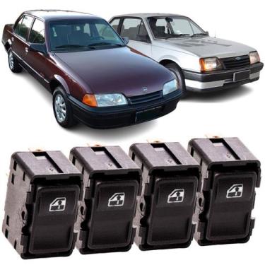 Imagem de Kit 4 Botões Do Vidro Eletrico Monza 1985 a 1987 Kostal, Interruptor V