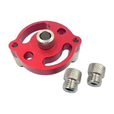 Imagem de Ioensy Kit de guia de broca autocentrante de 6/8/10 mm, gabarito de cavilhas para marcenaria, ferramenta de perfuração, localizador de bolso com buchas de, Vermelho