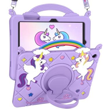 Imagem de Uppuppy Capa para Samsung Galaxy Tab A9 Plus de 11 polegadas - Capa fofa para meninas Kawaii, desenho animado 3D, adolescente, com suporte giratório e alça roxa, silicone macio para tablet Samsung A9