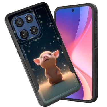 Imagem de CICPLKSE Capa para Moto Edge 2025, camada dupla, híbrida, à prova de choque, rígida, policarbonato macio, TPU (poliuretano termoplástico), capa protetora para Motorola Moto Edge 2025, bebê porco fofo