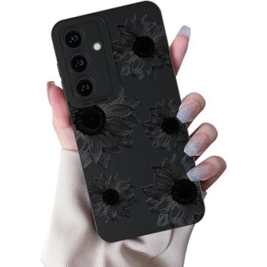 Imagem de MINSCOSE Capa compatível com Samsung Galaxy S24 FE, design de estampa floral de flores de girassol, capa protetora à prova de choque feminina de silicone macio fina para mulheres e meninas de 6,7