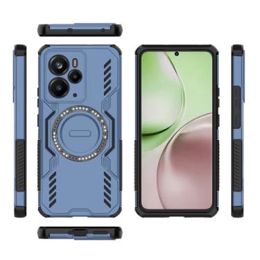 Imagem de Elubugod Capa compatível com Realme 14T 5G, compatível com MagSafe, compatível com Realme 14 5G RMX5078 RMX5075 dissipação legal anti-queda capas de celular azul