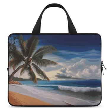 Imagem de Capa para laptop à prova de choque, bolsa de transporte para computador, coqueiro, palmeira, areia, praia, capa para notebook, capa para laptop, resistente à água, estojos de computador, pasta para