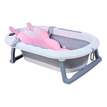 Imagem de Banheira Para Bebê Com Termômetro Digital E Suporte De Segurança Dobrável Compacta Fácil De Guardar Confortável Ideal Para Banho Diário De Recém Nascido Até Crianças Pequenas