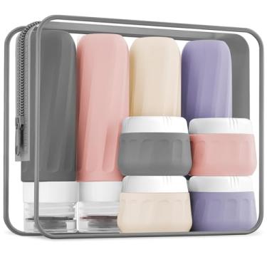 Imagem de Mrsdry Garrafas de viagem para artigos de higiene pessoal, pacote com 10, recipientes de tamanho de viagem aprovados pela Tsa, 85 g, com bolsa transparente Travel Essentials, frascos de cremes