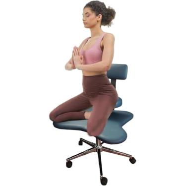 Imagem de Cadeira De Escritório Com Pernas Cruzadas Banqueta De Meditação Para Sentar Ergonômico Ajustável Crianças Adultos Cadeira Ajoelhada Mesa Com Suporte Lombar, Black