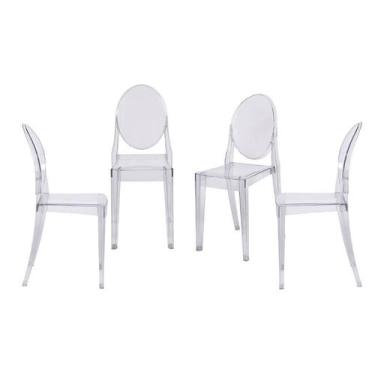 Imagem de Kit 04 Cadeiras Boxbit Invisible Policarbonato Incolor sem Braço, INCO