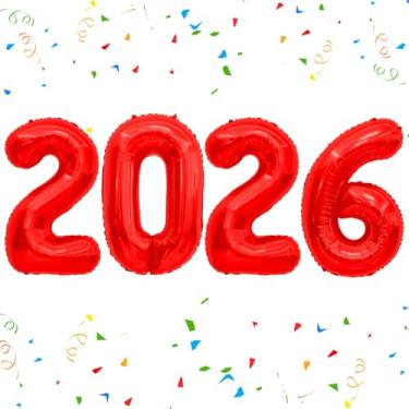 Imagem de Balões de 2026, números de balões 2026, balões com números de 101 cm para festa de véspera de ano novo, Natal, aniversário, casamento, aniversário, festa de aniversário, decorações de ano novo