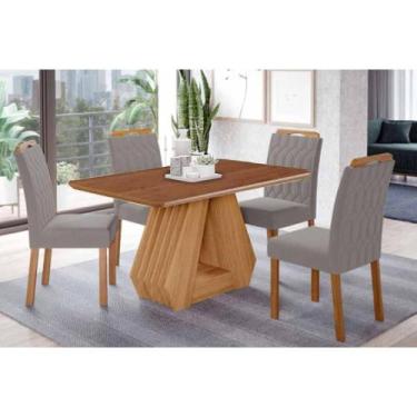 Imagem de Sala de Jantar Completa Ágata Tampo Madeirado 130x80cm e 4 Cadeiras Pa