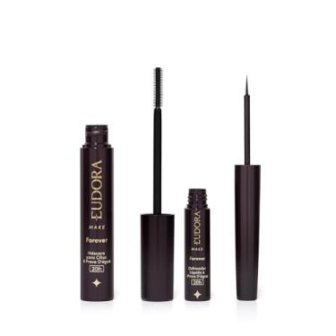 Imagem de Combo Eudora Make: Máscara Cílios Forever 8g + Delineador Líquido Forever Preto 3ml