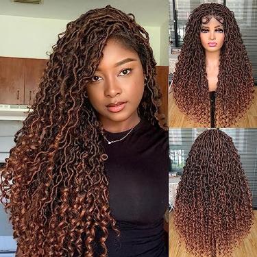 Imagem de Annivia Perucas Deusas Faux Locs para mulheres negras 76,2 cm Full Lace Goddess Bohemia Locs Perucas trançadas com cabelo de bebê Hippie Locs Twist peruca sintética deusa com pontas encaracoladas
