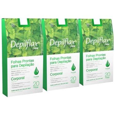Imagem de Kit 3cx folhas prontas para depilação corporal hortelã depilflax