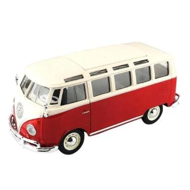 Imagem de Miniatura Carro Volkswagen Van Samba 1/25 Creme/ Vermelho Maisto 31956